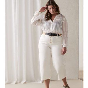 Cropped Wide Leg Denim with Exposed Button-Fly